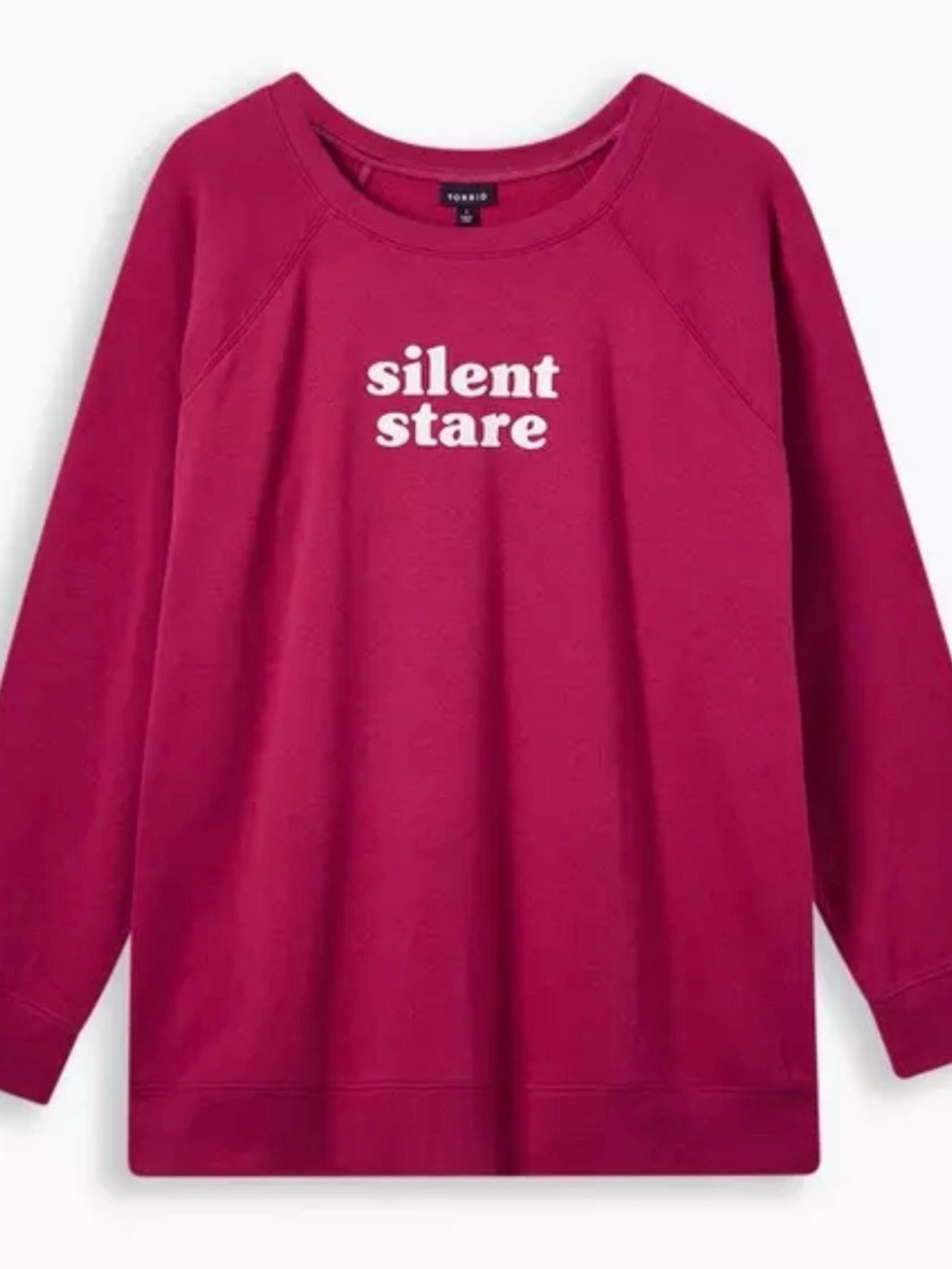 Torrid Silent Stare Cozy Fleece Raglan Sweatshirt (Beaujolais Burgundy)